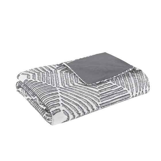 Ellipse Cotton Jacquard Duvet Cover Set- Grey
