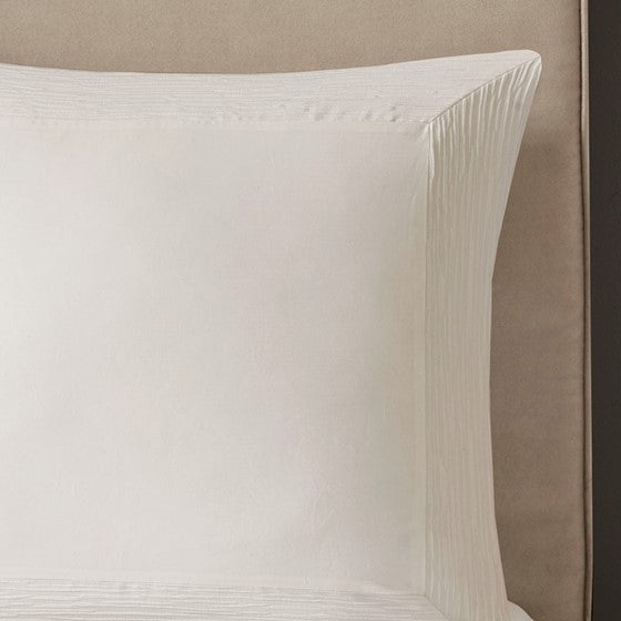 Hanae Cotton Blend Yarn Dyed Euro Sham-White