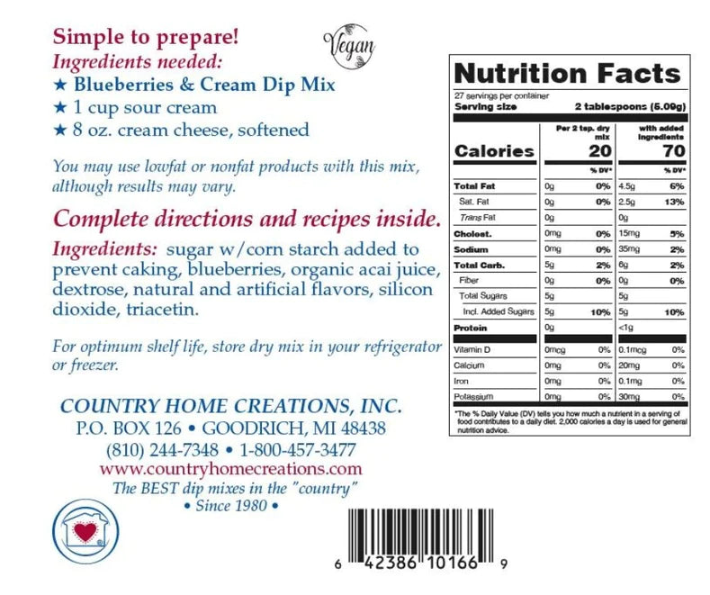 Blueberries & Cream Dip Mix