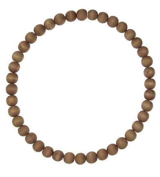 17.75"DIA WOOD BEAD WREATH W/25MM BEADS