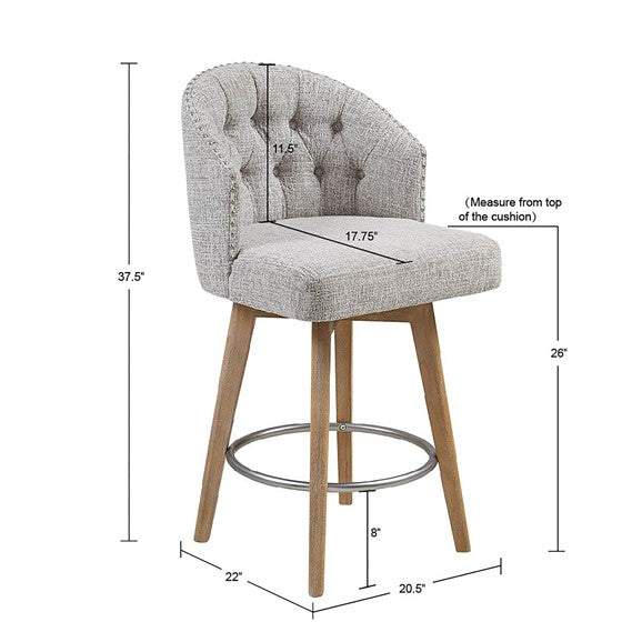 Onyx Upholstered 360 Degree Swivel Counter Stool 26" H