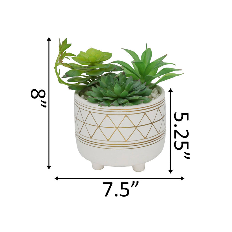 6" FOOTED GOLD GEO CERAMIC SUCCULENT