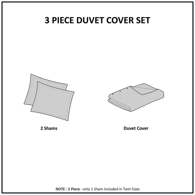 Finley 3 Piece Cotton Waffle Weave Duvet Cover Set