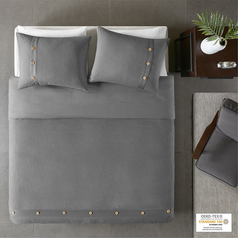 Finley 3 Piece Cotton Waffle Weave Duvet Cover Set